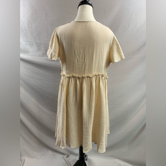 Boho Frenchy Button Front Frill Trim Smock Dress - Picture 9 of 9